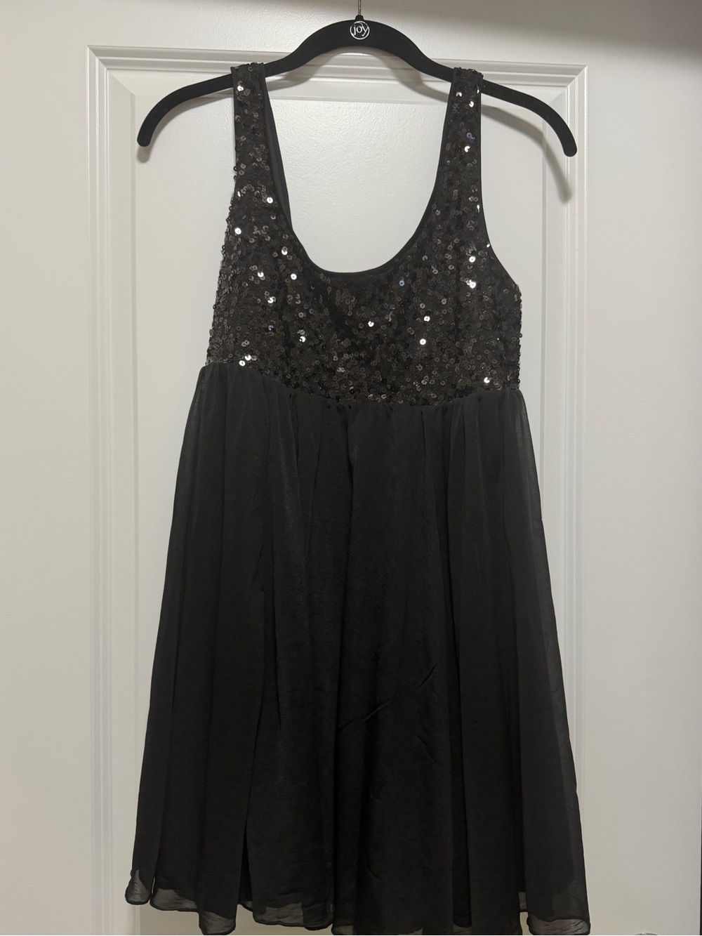 Black Sequin Baby Doll Party Dress